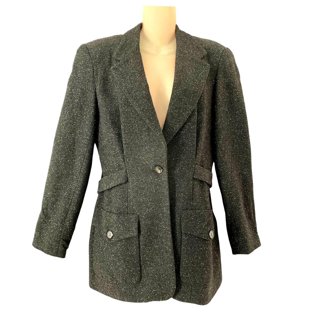 Kenar Studio Charcoal Tweed Wool Silk Blend Blazer size 6